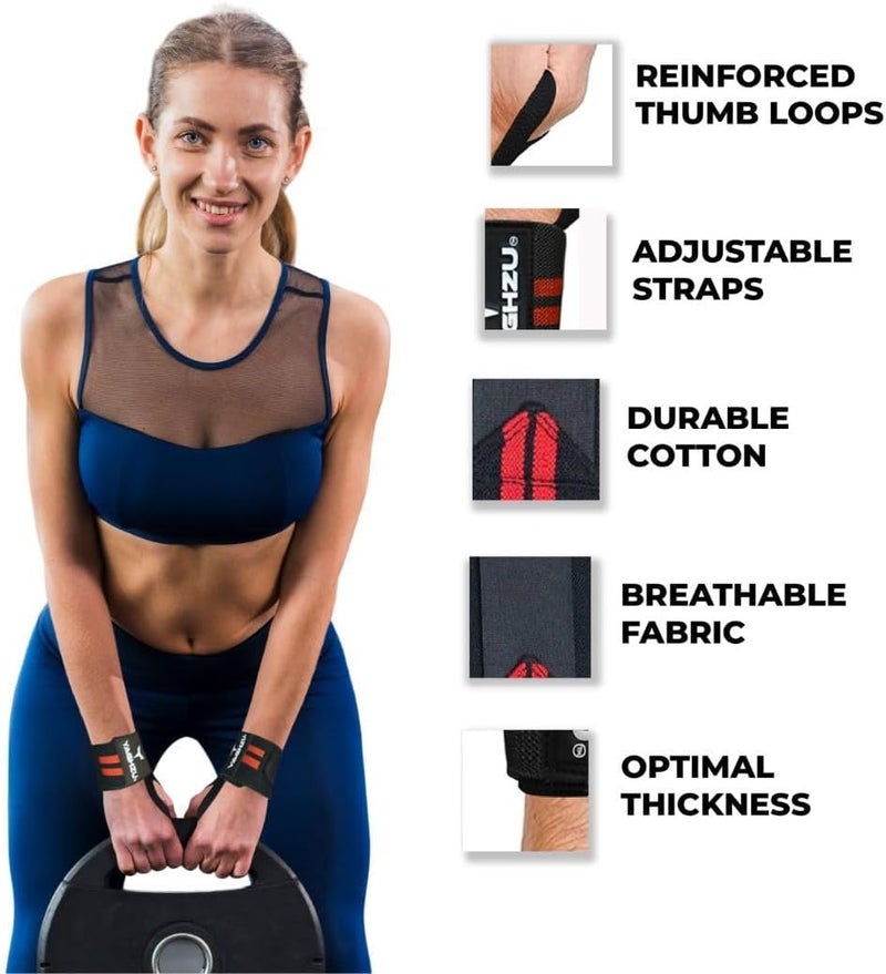 YAGHZU Wrist Wraps Weightlifting - Premium Quality Wrist Straps for Weightlifting,18 inch Weight Lifting Wrist Wraps, Heavy Duty Gym Wrist Wraps with Thumb Loop, Adjustable Wrist Support Wrist Strap - Image 3